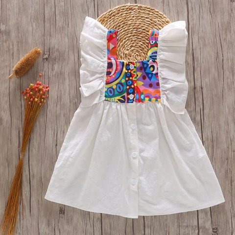 BabyGirl's Cotton White-Pocket Designer Frocks & Dresses for Kids.