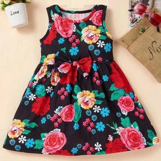 BabyGirl's Cotton Black Flower Stylish Frocks & Dresses for Kids.