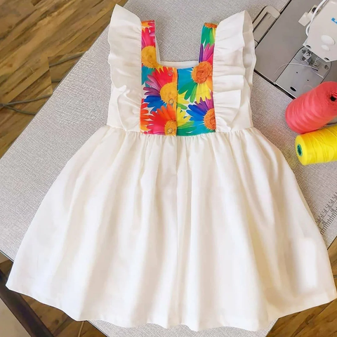 BabyGirl's Stylish Cotton White-Pocket Frocks & Dresses for Kids.