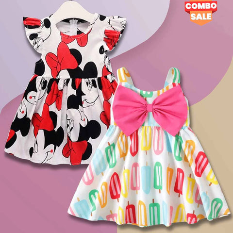 Beast4you Princess BabyGirl's Stylish Cartoon Designers & Ice Candy Tunic Dresses_Frocks (Combo Pack Of 2) for Baby Girls.