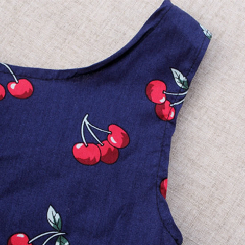 BabyGirl's Cotton Blue Cherry Stylish Frocks & Dresses for Kids.