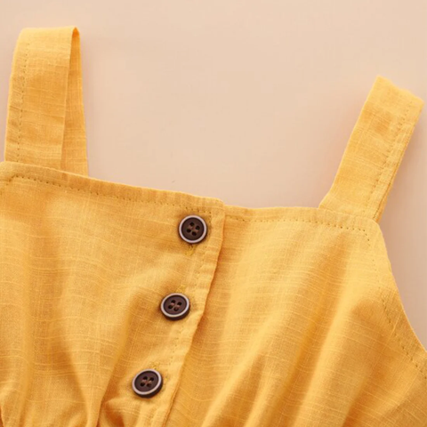 Kids Stylish Yellow Lining Designer Midi Frock Dress for Baby Girl.