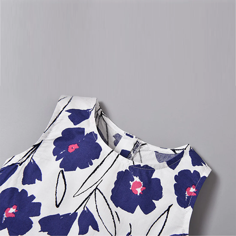 BabyGirl's Stylish Cotton Blue Floral Frocks & Dresses for Kids.