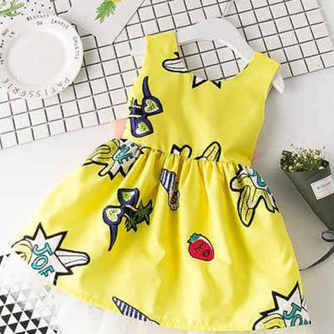 Beast4you Baby Girl's Stylish Designer Black Floral & Yellow Strawberry Tunic Dresses (Combo Pack Of 2) for Baby Girl.