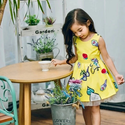 Beast4you BabyGirl Stylish Yellow & Cherry Contrast Schiffy Floral Dresses_Frocks Combo Pack for Baby Girls.