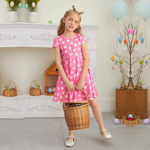 Beast4you Baby Girl's Stylish Designer Pink Heart's & Vertical Tunic Dresses (Combo Pack Of 2) for Baby Girl.