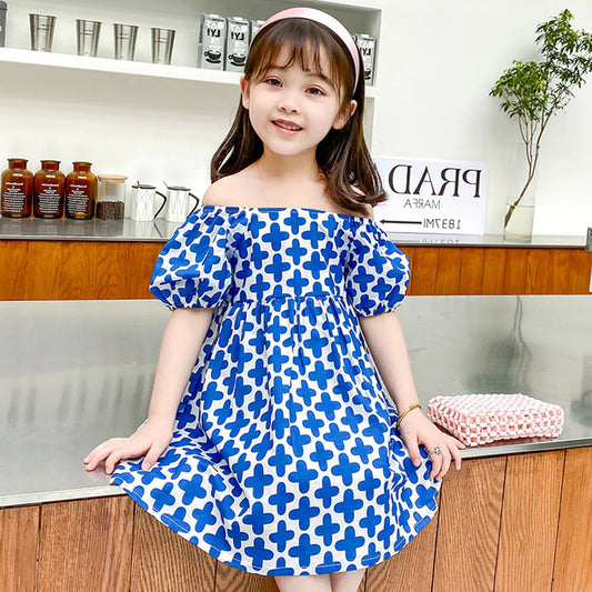 Beast4you Princess Stylish BabyGirl's Blue Plus & Green Floral Designer Tunic Dresses_Frockes Combo for Kids.