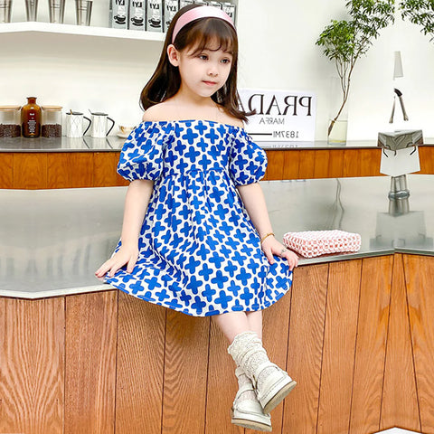 Beast4you Princess Stylish BabyGirl's Blue Plus & Green Floral Designer Tunic Dresses_Frockes Combo for Kids.