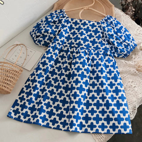 Beast4you BabyGirl's Stylish Designer Multicolor Dot's & Blue Plus Tunic Dresses (Combo Pack Of 2) for Baby Girl.