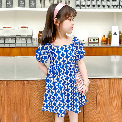 Beast4you Princess Stylish BabyGirl's Blue Plus & Green Floral Designer Tunic Dresses_Frockes Combo for Kids.