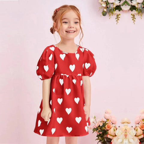 Beast4you BabyGirl's Unique Designer Red Heart & Floral's Tunic Dress (Combo Pack Of 2) for Baby Girls.