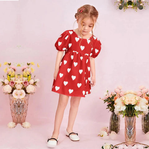 Beast4you BabyGirl's Unique Designer Red Heart & Floral's Tunic Dress (Combo Pack Of 2) for Baby Girls.