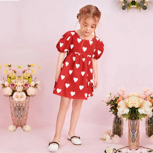 Stylish Kids New Fashion White_Red Frock & Dress for Baby Girls.