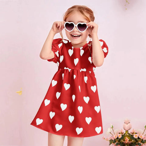 Beast4you BabyGirl's Unique Designer Red Heart & Floral's Tunic Dress (Combo Pack Of 2) for Baby Girls.