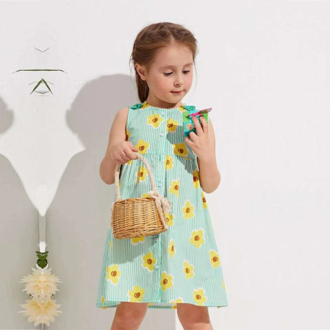 Beast4you BabyGirl's Unique Designer Heart & Light Green Floral Tunic Dress (Combo Pack Of 2) for Baby Girls.