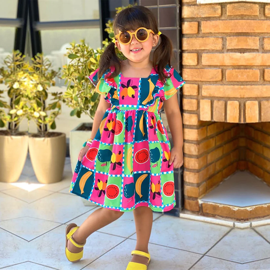 Toddler Girls Stylish Fruit Designer Frock & Dresses for BabyGirls.