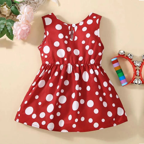 Beast4you BabyGirl's Stylish Flamingo & Dot Red Ruffle Trim Frock Dresses_Frocks (Combo Pack Of 2) for Baby Girl.