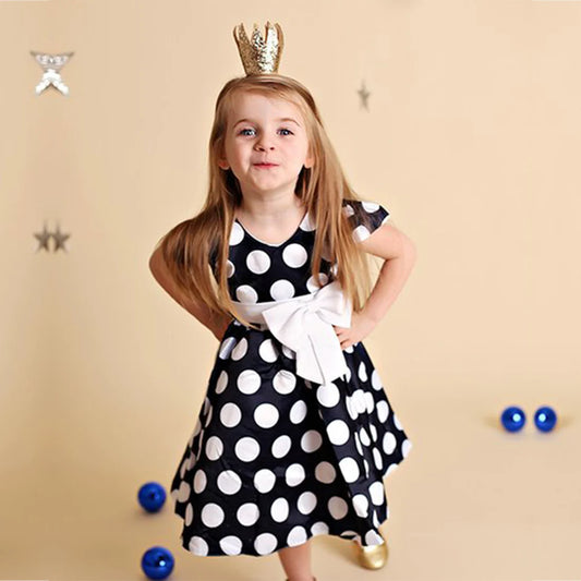 Beast4you Baby Girl's Stylish Designer Black White Dot's & Fruits Dress (Combo Pack Of 2) for Baby Girls.