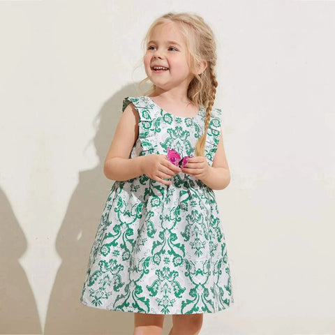 Beast4you Stylish BabyGirl's Light Green Flower & Fruits & Floral Dresses_Frocks (Combo Pack Of 3) For Kids..