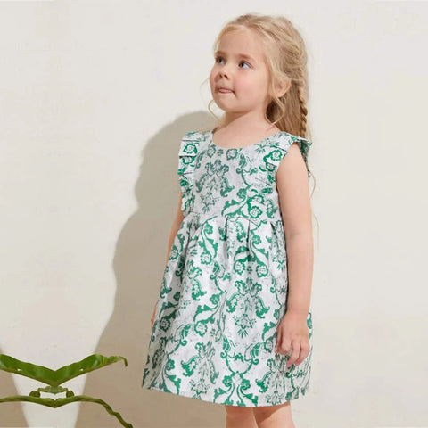 Beast4you Stylish BabyGirl's Light Green Flower & Fruits & Floral Dresses_Frocks (Combo Pack Of 3) For Kids..