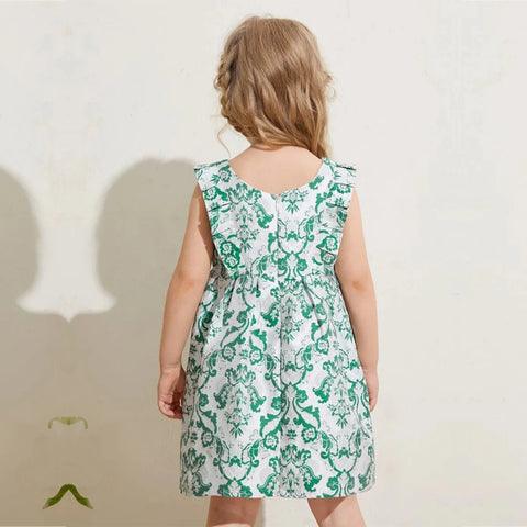 Beast4you Baby Girl's Stylish Designer Light Green Floral & Fruits Dress (Combo Pack Of 2) for Baby Girls.