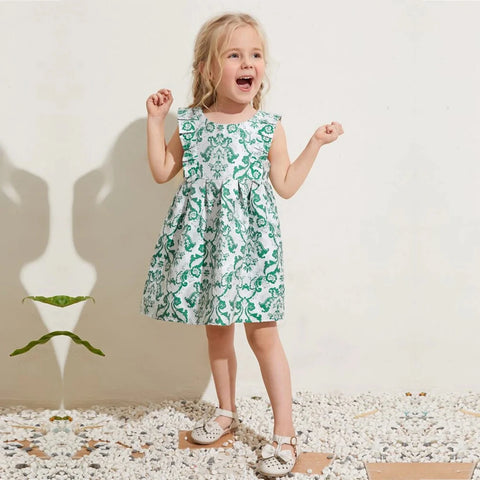 Beast4you Baby Girl's Stylish Designer Light Green Floral & Fruits Dress (Combo Pack Of 2) for Baby Girls.