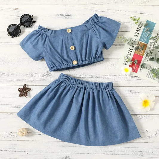 Beast4you Stylish Crop Cami Top & Ditsy Layered Skirt Set For Baby Girls.