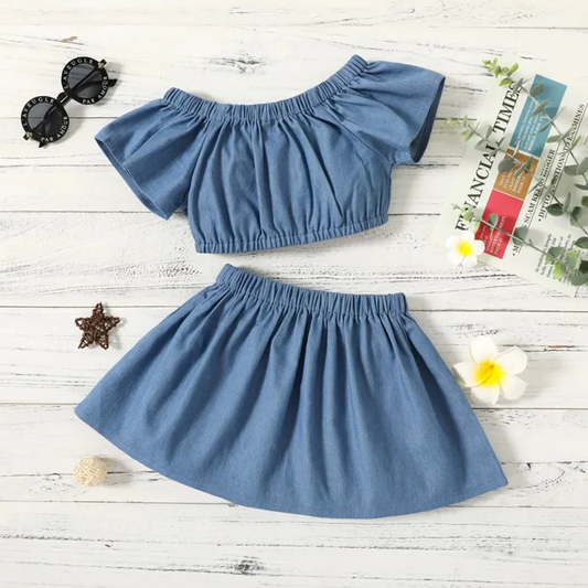 Beast4you Stylish Crop Cami Top & Ditsy Layered Skirt Set For Baby Girls.