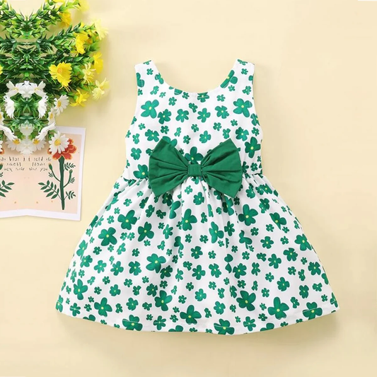 BabyGirl's Cotton Green Floral Frocks & Dresses for Kids.