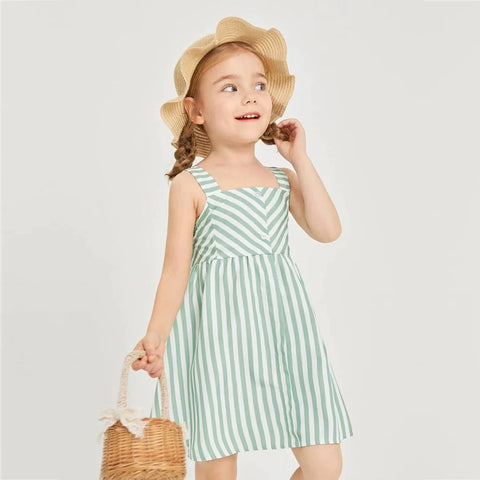 Beast4you Baby Girl's Stylish Designer Light Green Striped & Floral Tunic Dresses (Combo Pack Of 2) for Baby Girl.