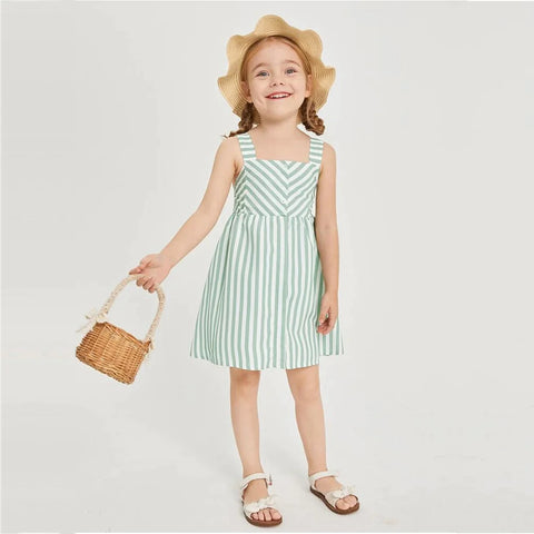 Beast4you Baby Girl's Stylish Designer Light Green Striped & Floral Tunic Dresses (Combo Pack Of 2) for Baby Girl.