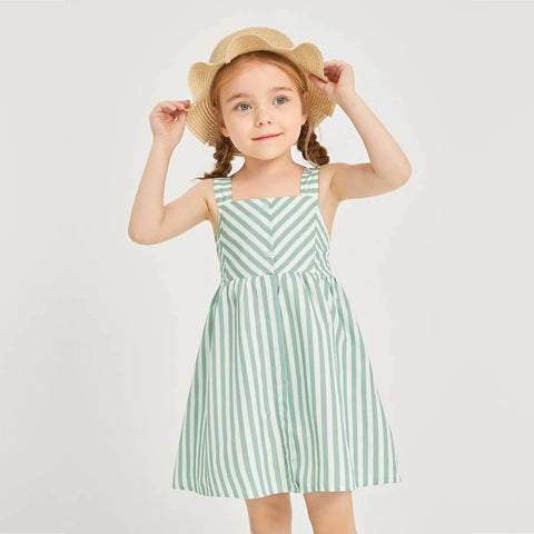 Beast4you Baby Girl's Stylish Designer Light Green Striped & Floral Tunic Dresses (Combo Pack Of 2) for Baby Girl.