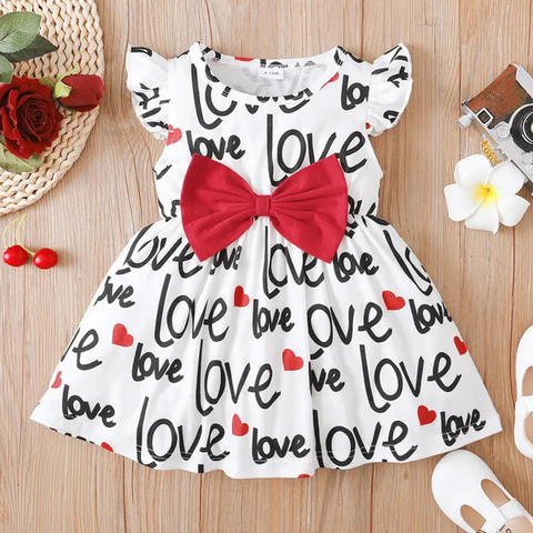 BabyGirl's Cotton Love Words Designer Frocks & Dresses for Kids.