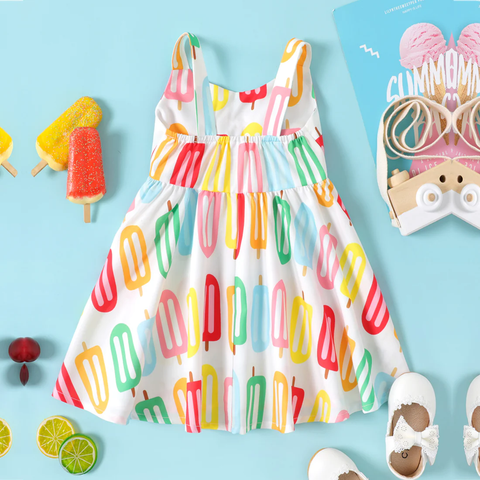 Kids Stylish Multi Ice Cream Designer Frock & Dresses for Baby Girl.