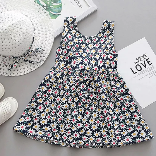 Toddler Girls Allover Multi Floral Designer Frock & Dresses for Baby Girl.