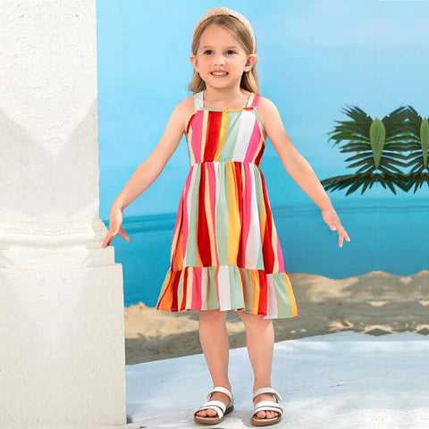 Beast4you Stylish BabyGirl's Floral & Striped Dresses_Frocks (Combo Pack Of 3) For Kids.