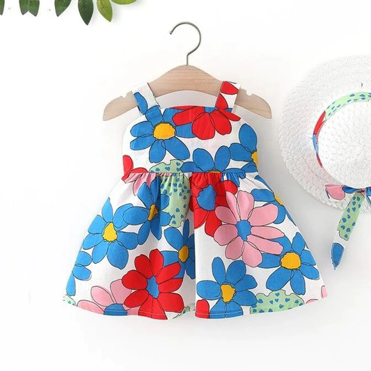 Baby girl Floral Bow Front Trim Cami Designer Dresses & Frocks for Baby Girl.