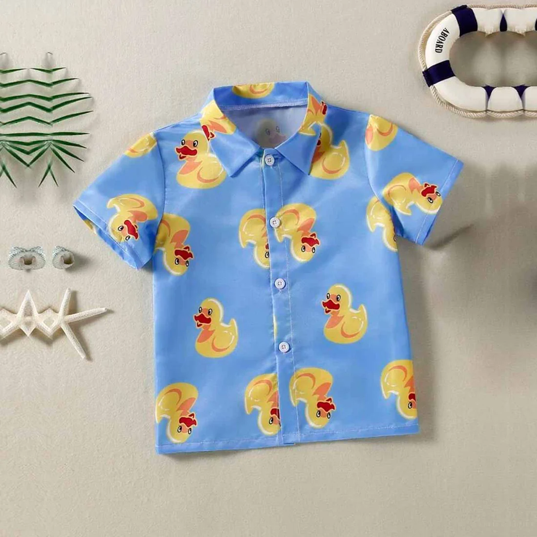 Beast4you Toddler Boy Duck Pattern & Button Front Shirt For Boy.