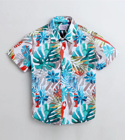 Beast4you Tropical Abstract Printed Half Sleeve Shirt