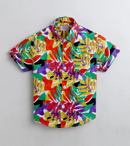 Beast4you Multi Palms Printed Half Sleeve Shirt