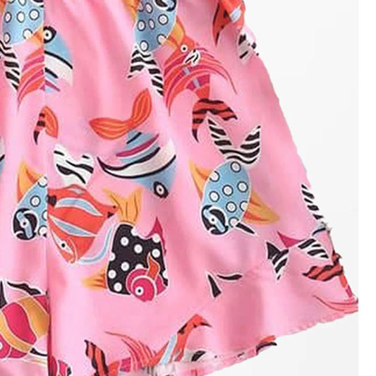 Beast4you Babygirl's Stylish Fish Pink Designer Top & Short For Kids.