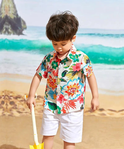 Beast4you Tree Cocount and Florals Designer Button Front (Combo Pack Of 3) Shirt For Boy.