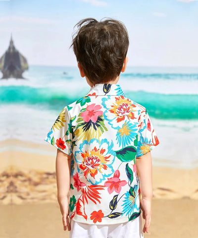 Beast4you Floral & Tree Cocount and Multicolor Designer Button Front (Combo Pack Of 3) Shirt For Boy.