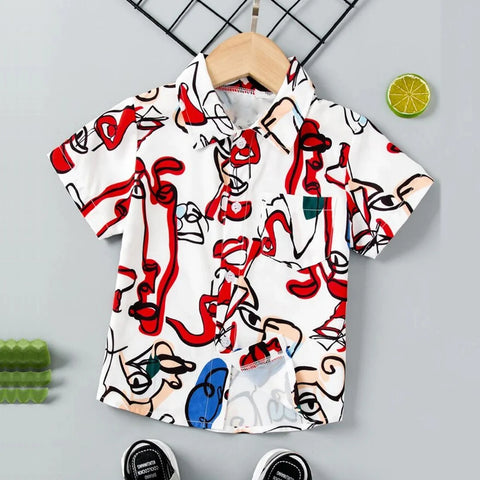 Beast4you Boy's Stylish Cool Looking Colorful Graphic Designer Button Front (Combo pack For 4) Shirt For Boy.