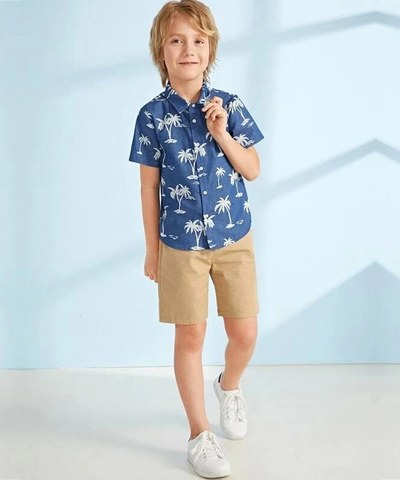 Beast4you Tree Coconut & Button Front Shirt For Boy.