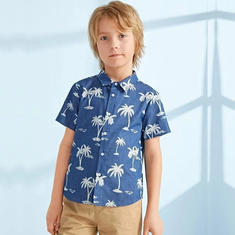 Beast4you Tree Coconut & Button Front Shirt For Boy.