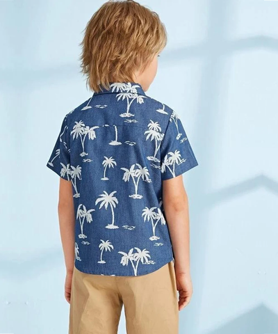 Beast4you Tree Coconut & Button Front Shirt For Boy.