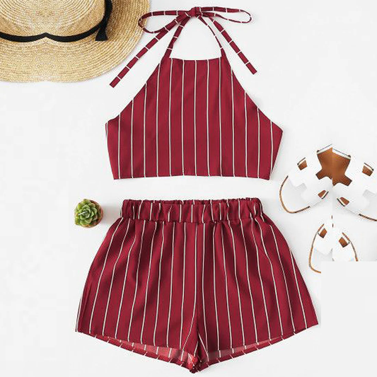 Beast4you Crop Cami Top & Ditsy Lining Layered Shorts Set For Baby Girls.