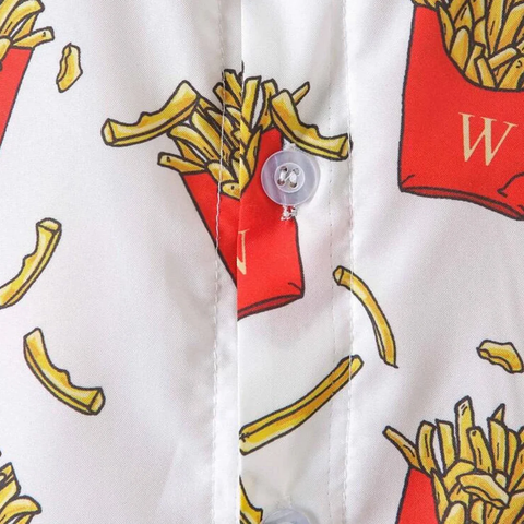 Beast4you Fries Multi Print Button Front Shirt For Boy.