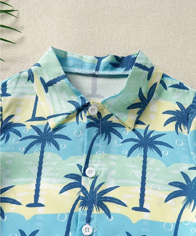 Beast4you Tropical Coconut Tree Short Sleeve Short Sleeve Shirt For Boys.